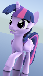 Size: 2160x3840 | Tagged: safe, artist:quicktimepony, derpibooru original, character:twilight sparkle, character:twilight sparkle (alicorn), species:alicorn, species:pony, 3d, blender, female, horn, practice, solo, tail, wings