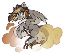 Size: 1050x900 | Tagged: safe, artist:crimmharmony, oc, oc only, oc:dusty twine, species:pegasus, species:pony, clothing, dust, flying, jewelry, leaf, looking back, male, necklace, scarf, simple background, solo, stallion, transparent background
