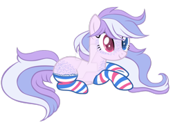 Size: 1280x906 | Tagged: safe, artist:magicdarkart, base used, oc, species:earth pony, species:pony, butt freckles, clothing, deviantart watermark, female, freckles, heterochromia, mare, obtrusive watermark, prone, simple background, socks, solo, striped socks, transparent background, watermark