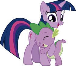 Size: 960x832 | Tagged: safe, artist:j5a4, character:spike, character:twilight sparkle, character:twilight sparkle (unicorn), species:dragon, species:pony, species:unicorn, cute, female, hug, male, mare, open mouth, simple background, spikelove, transparent background, vector