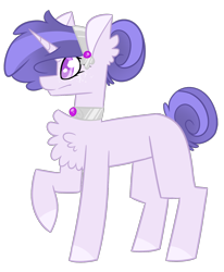 Size: 2298x2785 | Tagged: safe, artist:crazysketch101, oc, oc:azailia, species:crystal pony, species:pony, species:unicorn, chest fluff, collar, colored hooves, raised hoof, simple background, solo, tail bun, transparent background