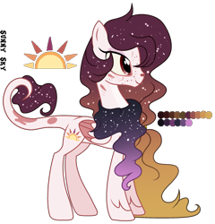 Size: 1995x2077 | Tagged: safe, artist:elementbases, artist:sweet-psycho-uwu, base used, oc, oc:sunny skies, parent:discord, parent:princess celestia, parents:dislestia, female, hybrid, interspecies offspring, offspring, simple background, solo, transparent background