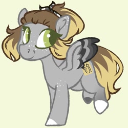 Size: 800x800 | Tagged: safe, artist:crimmharmony, oc, oc only, species:pegasus, species:pony, body freckles, bow, colored wings, ear freckles, female, freckles, hair bow, looking back, mare, multicolored wings, simple background, solo, wings