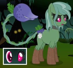 Size: 1760x1640 | Tagged: safe, artist:razorbladetheunicron, base used, oc, oc only, oc:lost woods, oc:prairie, parent:birch bucket, parent:lotus blossom, parents:lotusbucket, species:earth pony, species:pony, lateverse, augmented tail, corrupted, everfree forest, evil, female, mare, monster pony, next generation, offspring, original species, piranha plant, piranha plant pony, solo