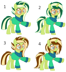 Size: 3528x3856 | Tagged: safe, artist:razorbladetheunicron, base used, oc, oc only, oc:keyana crust, parent:limestone pie, parent:soarin', parents:limin', species:pony, species:unicorn, lateverse, alternate hairstyle, clothing, female, glasses, mare, offspring, options, simple background, solo, sweater, transparent background