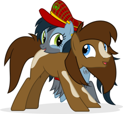Size: 926x862 | Tagged: safe, artist:mlp-trailgrazer, oc, oc only, oc:kickit, oc:mad munchkin, species:pony, clothing, female, hat, male, mare, simple background, stallion, transparent background