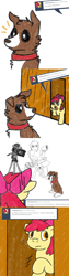 Size: 800x3200 | Tagged: safe, artist:askwinonadog, character:apple bloom, character:winona, oc, oc:mod dog, species:anthro, species:digitigrade anthro, species:dog, ask, ask little applebloom, ask winona, camera, comic, furry oc, simple background, tumblr, white background