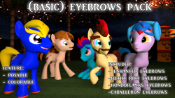 Size: 1920x1080 | Tagged: safe, artist:sky chaser, oc, oc:acousticbrony, oc:bronydanceparty, oc:mandopony, oc:sky chaser, oc:the living tombstone, species:pony, 3d, downloadable, eyebrows, model, resource, source filmmaker