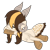 Size: 749x750 | Tagged: safe, artist:nocturnal-moonlight, artist:rukemon, base used, oc, oc only, oc:yayne, species:bird, species:deer, species:peryton, species:pony, boots, commission, eyes closed, female, flying, freckles, horns, hybrid, mare, original species, shoes, simple background, solo, transparent background