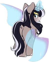 Size: 1481x1881 | Tagged: safe, artist:kellythedrawinguni, oc, oc only, species:pony, species:unicorn, butt, commission, custom, dock, female, irl, lidded eyes, looking at you, looking back, magic, my little pony, photo, plot, rear view, toy, wings