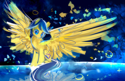Size: 1224x792 | Tagged: safe, artist:aquagalaxy, oc, oc only, oc:jediel, species:pegasus, species:pony, reflection, solo, spread wings, wings