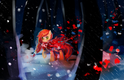 Size: 1224x792 | Tagged: safe, artist:aquagalaxy, oc, oc only, species:pony, commission, forest, snow, snowfall, walking