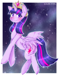Size: 581x747 | Tagged: safe, artist:divided-s, character:twilight sparkle, character:twilight sparkle (alicorn), species:alicorn, species:pony, big crown thingy, cute, element of magic, female, jewelry, mare, pixiv, regalia, solo, twiabetes