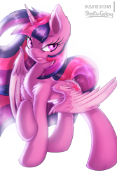 Size: 4000x6000 | Tagged: safe, artist:shad0w-galaxy, character:twilight sparkle, character:twilight sparkle (alicorn), species:alicorn, species:pony, absurd resolution, angry, badass, cutie mark, female, fluffy, long mane, mare, patreon, patreon logo, simple background, solo, transparent background