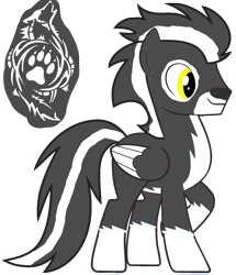 Size: 1280x1491 | Tagged: safe, artist:sky chaser, oc, oc:wolfy, species:pegasus, species:pony, species:wolf, cutie mark, hybrid, male, show accurate, solo