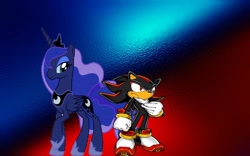 Size: 1024x640 | Tagged: safe, artist:brandonale, character:princess luna, crossover, shadow the hedgehog, sonic the hedgehog (series)