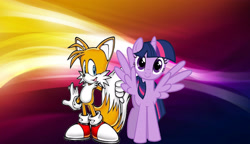 Size: 3480x2008 | Tagged: safe, artist:brandonale, character:twilight sparkle, character:twilight sparkle (alicorn), species:alicorn, species:pony, crossover, miles "tails" prower, sonic the hedgehog (series)