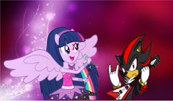Size: 3024x1760 | Tagged: safe, artist:brandonale, character:twilight sparkle, character:twilight sparkle (alicorn), species:alicorn, species:pony, equestria girls:rainbow rocks, g4, my little pony: equestria girls, my little pony:equestria girls, crossover, shadow the hedgehog, sonic the hedgehog (series)
