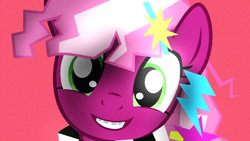 Size: 3840x2160 | Tagged: safe, artist:bastbrushie, artist:vbastv, character:cheerilee, species:earth pony, species:pony, 80s, 80s cheerilee, 80s hair, braces, bust, cheeribetes, cute, female, looking at you, mare, portrait, retro, synthwave