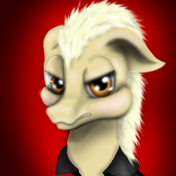 Size: 800x800 | Tagged: safe, artist:auroraswirls, species:pony, bust, clothing, crossover, gradient background, male, ponified, solo, stallion, the master
