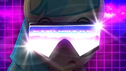 Size: 1024x576 | Tagged: safe, artist:bastbrushie, artist:vbastv, character:coco pommel, species:earth pony, species:pony, 80s, glasses, outrun, synthwave