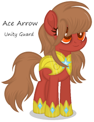 Size: 784x1019 | Tagged: safe, artist:razorbladetheunicron, base used, oc, oc only, oc:ace arrow, species:earth pony, species:pony, lateverse, alternate universe, armor, bags under eyes, female, mare, royal guard, royal guard armor, shading, simple background, solo, transparent background