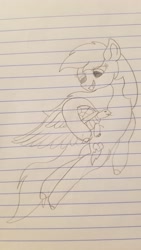 Size: 2268x4032 | Tagged: safe, artist:rainbow dash is best pony, character:rainbow dash, character:tank, species:pegasus, species:pony, episode:tanks for the memories, g4, my little pony: friendship is magic, flying, lined paper, long hair, long mane, open mouth, pencil drawing, spread wings, traditional art, turtle, wings