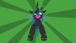 Size: 700x394 | Tagged: safe, artist:quint-t-w, character:queen chrysalis, species:changeling, abstract background, angry, changeling queen, faec, fangs, female, looking at you, old art, solo, you're going to love me
