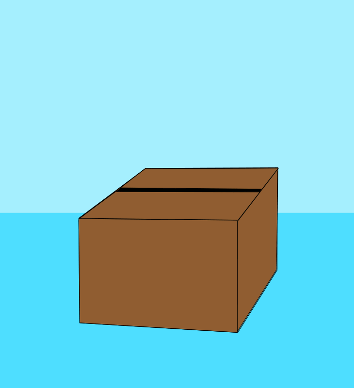 Size: 730x800 | Tagged: safe, artist:auroraswirls, character:pinkie pie, species:earth pony, species:pony, :3, animated, arms in the air, blue background, box, cardboard box, chibi, cute, dawwww, diapinkes, eye shimmer, eyes closed, female, gif, hnnng, looking up, mare, open mouth, pony in a box, shaking, simple background, smiling, solo, struggling, stuck, unboxing