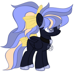 Size: 4040x3928 | Tagged: safe, artist:magicdarkart, oc, oc:midnight skyline, species:pegasus, species:pony, adoptable, adopted, bow, female, hair bow, high res, mare, simple background, solo, tail bow, transparent background