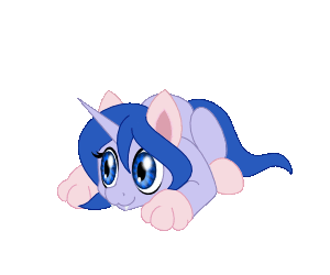 Size: 300x250 | Tagged: safe, artist:auroraswirls, oc, oc only, oc:kitty bell, species:pony, species:unicorn, animated, behaving like a cat, female, gif, horn, mare, paw gloves, paw prints, simple background, solo, transparent background, unicorn oc, yarn, yarn ball
