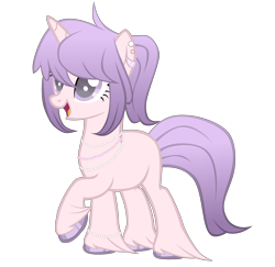 Size: 3712x3608 | Tagged: safe, artist:magicdarkart, oc, species:pony, species:unicorn, adopted, ear piercing, female, high res, jewelry, mare, necklace, one hoof raised, pearl necklace, piercing, simple background, solo, transparent background, unshorn fetlocks