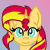 Size: 50x50 | Tagged: safe, artist:auroraswirls, character:sunset shimmer, species:pony, species:unicorn, abstract background, animated, bouncing, bust, female, gif, mare, pixel art, smiling, solo