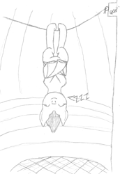 Size: 620x900 | Tagged: safe, artist:quint-t-w, oc, species:bat pony, species:pony, hanging, hanging upside down, net, old art, onomatopoeia, pencil drawing, sketch, sleeping, solo, sound effects, tightrope, traditional art, zzz