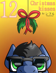 Size: 1000x1300 | Tagged: safe, artist:flash_draw, oc, oc only, oc:flashdraw, species:earth pony, species:pony, christmas, glasses, holiday, holly, holly mistaken for mistletoe, male, pack, solo
