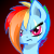 Size: 50x50 | Tagged: safe, artist:auroraswirls, character:rainbow dash, species:pegasus, species:pony, alternate timeline, angry, apocalypse dash, bust, crystal war timeline, eye scar, female, frown, gradient background, hair over one eye, mare, pixel art, scar, solo