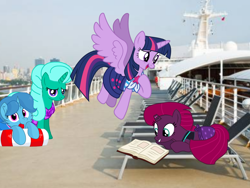 Size: 1440x1080 | Tagged: safe, artist:rainbow eevee edits, artist:徐詩珮, base used, character:fizzlepop berrytwist, character:glitter drops, character:spring rain, character:tempest shadow, character:twilight sparkle, character:twilight sparkle (alicorn), species:alicorn, species:pony, species:unicorn, series:sprglitemplight diary, series:sprglitemplight life jacket days, series:springshadowdrops diary, series:springshadowdrops life jacket days, ship:glitterlight, ship:glittershadow, ship:tempestlight, alternate universe, bisexual, book, broken horn, clothing, cute, equestria girls outfit, female, glitterbetes, horn, lesbian, lifeguard, lifeguard spring rain, polyamory, shipping, sprglitemplight, springbetes, springdrops, springlight, springshadow, springshadowdrops, studying, swimsuit, tempestbetes