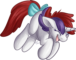 Size: 702x557 | Tagged: safe, artist:fizzy-dog, character:moondancer (g1), g1, bow, female, g1 to g4, generation leap, solo, tail bow