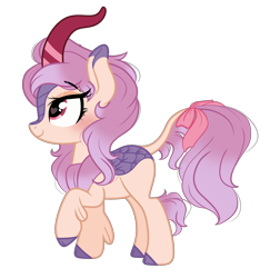 Size: 2502x2575 | Tagged: safe, artist:emberslament, oc, oc only, oc:honey lilac, species:kirin, blushing, bow, cute, female, gradient hair, heart eyes, kirin oc, simple background, solo, tail bow, transparent background, wingding eyes