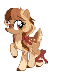 Size: 1826x2197 | Tagged: safe, artist:emberslament, oc, oc only, species:deer, bow, cute, female, hair bow, heart eyes, original species, pigtails, simple background, socks (coat marking), transparent background, wingding eyes