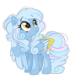 Size: 2615x2634 | Tagged: safe, artist:emberslament, oc, oc only, oc:bubble bath, species:pegasus, species:pony, bow, cute, female, freckles, looking up, mare, simple background, tail bow, transparent background, wing freckles