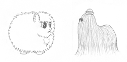 Size: 800x394 | Tagged: safe, artist:quint-t-w, oc, oc:fluffle puff, species:earth pony, species:pony, clothing, cousin itt, glasses, hat, old art, original species, pencil drawing, ponified, simple background, the addams family, tongue out, traditional art, white background