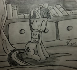 Size: 2215x2000 | Tagged: safe, artist:veggie55, character:twilight sparkle, book, cute, letter, mouth hold, sitting, traditional art, twiabetes