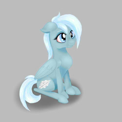 Size: 894x894 | Tagged: safe, artist:auroraswirls, oc, oc only, oc:silver lining, species:pegasus, species:pony, female, gray background, mare, pegasus oc, simple background, sitting, solo, wings