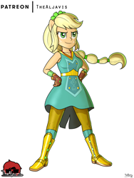 Size: 750x1000 | Tagged: safe, artist:thealjavis, character:applejack, equestria girls:holidays unwrapped, g4, my little pony: equestria girls, my little pony:equestria girls, spoiler:eqg series (season 2), crystal guardian, female, ponied up, simple background, solo, white background, winter break-in