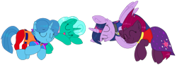 Size: 2219x823 | Tagged: safe, artist:rainbow eevee edits, artist:徐詩珮, character:fizzlepop berrytwist, character:glitter drops, character:spring rain, character:tempest shadow, character:twilight sparkle, character:twilight sparkle (alicorn), species:alicorn, species:pony, species:unicorn, series:sprglitemplight diary, series:sprglitemplight life jacket days, series:springshadowdrops diary, series:springshadowdrops life jacket days, ship:glitterlight, ship:glittershadow, ship:tempestlight, alternate universe, bisexual, broken horn, clothing, cute, equestria girls outfit, female, glitterbetes, horn, lesbian, lifeguard, lifeguard spring rain, nap, paw patrol, polyamory, shipping, sleeping, sprglitemplight, springbetes, springdrops, springlight, springshadow, springshadowdrops, swimsuit, tempestbetes