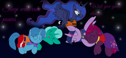 Size: 2340x1080 | Tagged: safe, artist:rainbow eevee edits, artist:徐詩珮, character:fizzlepop berrytwist, character:glitter drops, character:princess luna, character:spring rain, character:tempest shadow, character:twilight sparkle, character:twilight sparkle (alicorn), species:alicorn, species:pony, species:unicorn, series:sprglitemplight diary, series:sprglitemplight life jacket days, series:springshadowdrops diary, series:springshadowdrops life jacket days, ship:glitterlight, ship:glittershadow, ship:tempestlight, alternate universe, bisexual, broken horn, clothing, cute, equestria girls outfit, female, flying, glitterbetes, good night, horn, lesbian, lifeguard, lifeguard spring rain, lifejacket, night, paw patrol, polyamory, shipping, sleeping, sprglitemplight, springbetes, springdrops, springlight, springshadow, springshadowdrops, stars, swimsuit, tempestbetes, wallpaper