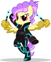 Size: 1280x1562 | Tagged: safe, artist:mlp-trailgrazer, oc, oc:golden symphony, species:pegasus, species:pony, bipedal, black widow (marvel), clothing, cosplay, costume, female, mare, simple background, solo, transparent background, wing hands, wings