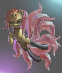 Size: 2560x3029 | Tagged: safe, artist:amarthgul, character:sunset shimmer, species:pony, species:unicorn, clothing, female, high res, looking at you, mare, nine tailed fox, slit pupils, socks, solo