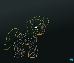 Size: 475x409 | Tagged: safe, artist:quint-t-w, oc, oc only, oc:kera, species:pony, species:unicorn, fanfic:austraeoh, female, filly, foal, gradient background, looking at you, minimalist, modern art, old art, scrunchy face, solo, tattoo